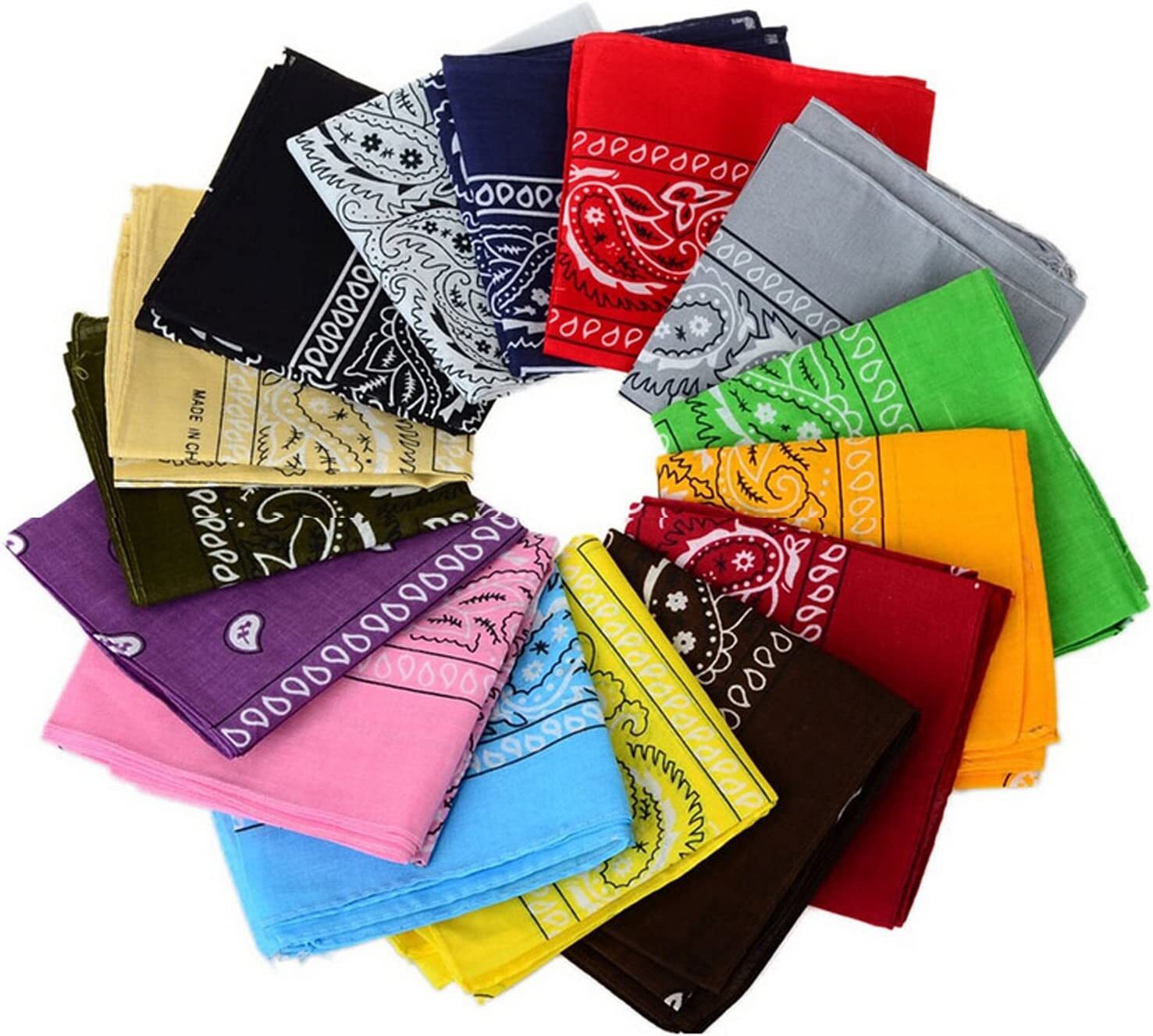 Lot Of 12 Wholesale Paisley Print Bandana 100% Cotton Head Warp Scarf Face Mask
