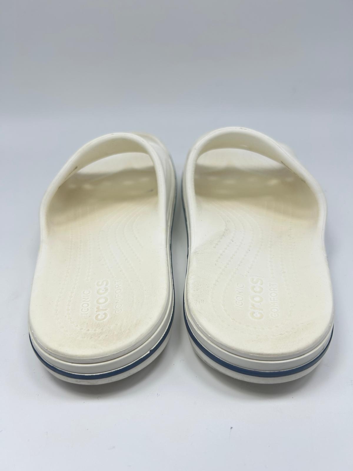 Crocs Bayaband Slide W7 M5 White Rubber Open Toe Slip On Flat Comfort Shoes