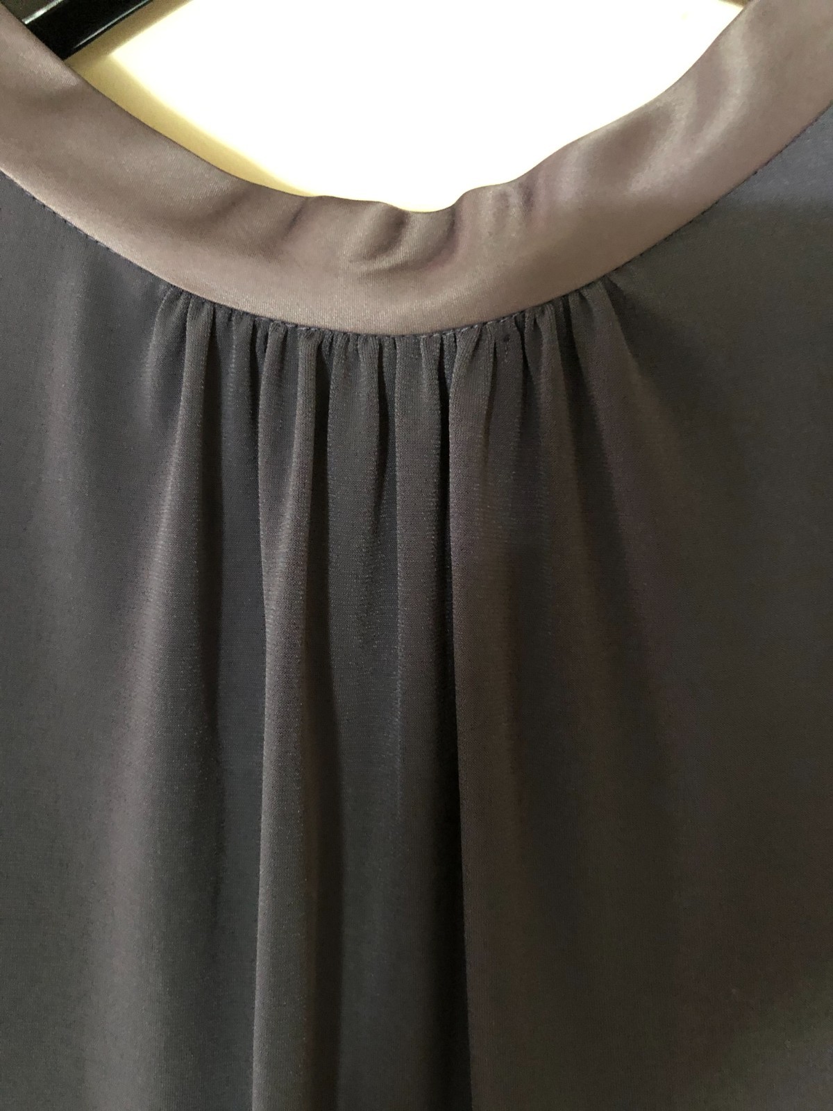 Max & Cleo Elegant Gray T-Shirt Dress with Silk Neck Line