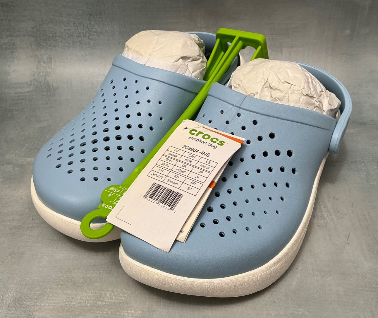 Crocs In Motion Calcite Light Blue Clog W/8 M/6 NWT