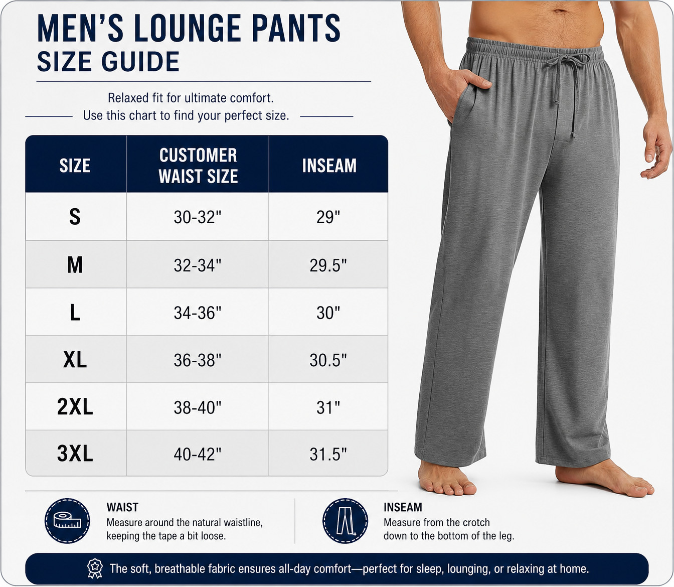 3-Pack Men’s Pajama Pants – Cotton Blend Sleep & Lounge Pants Botton With Pocket