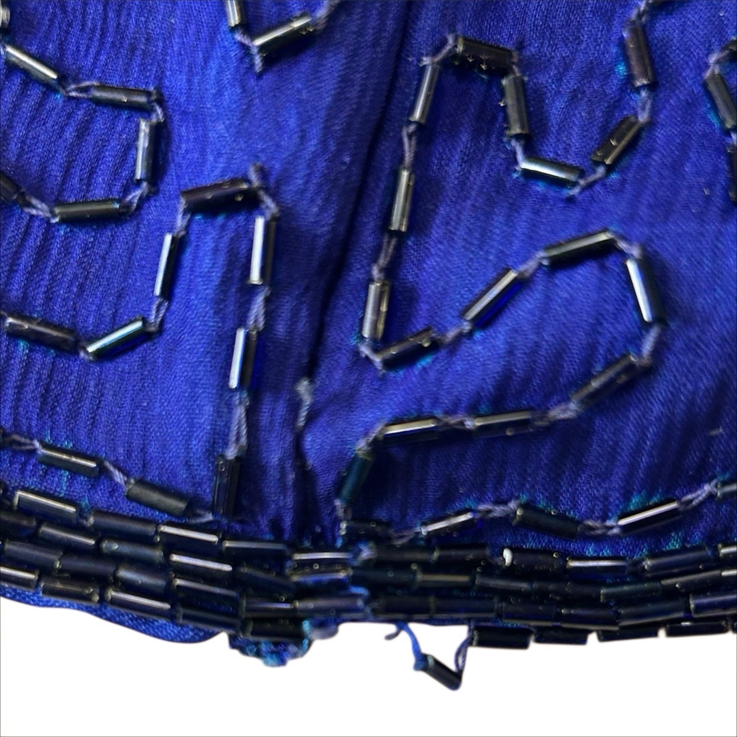 Vintage Mark & John by Sam Silk Beaded Sequin Top Medium Blue Purple Formal FLAW