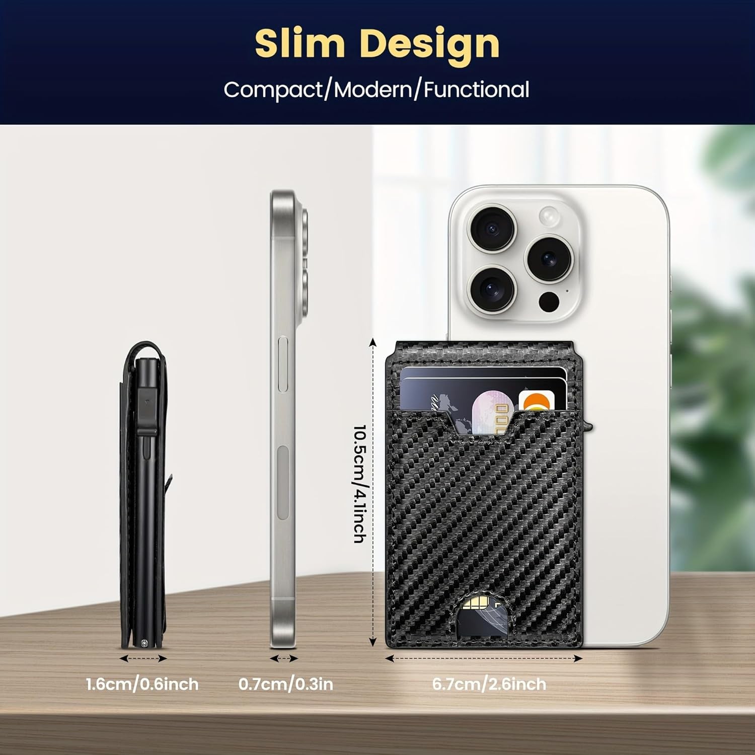 Slim Wallet with Money Clip & ID Window, RFID Blocking Smart Pop Up Card Wallet