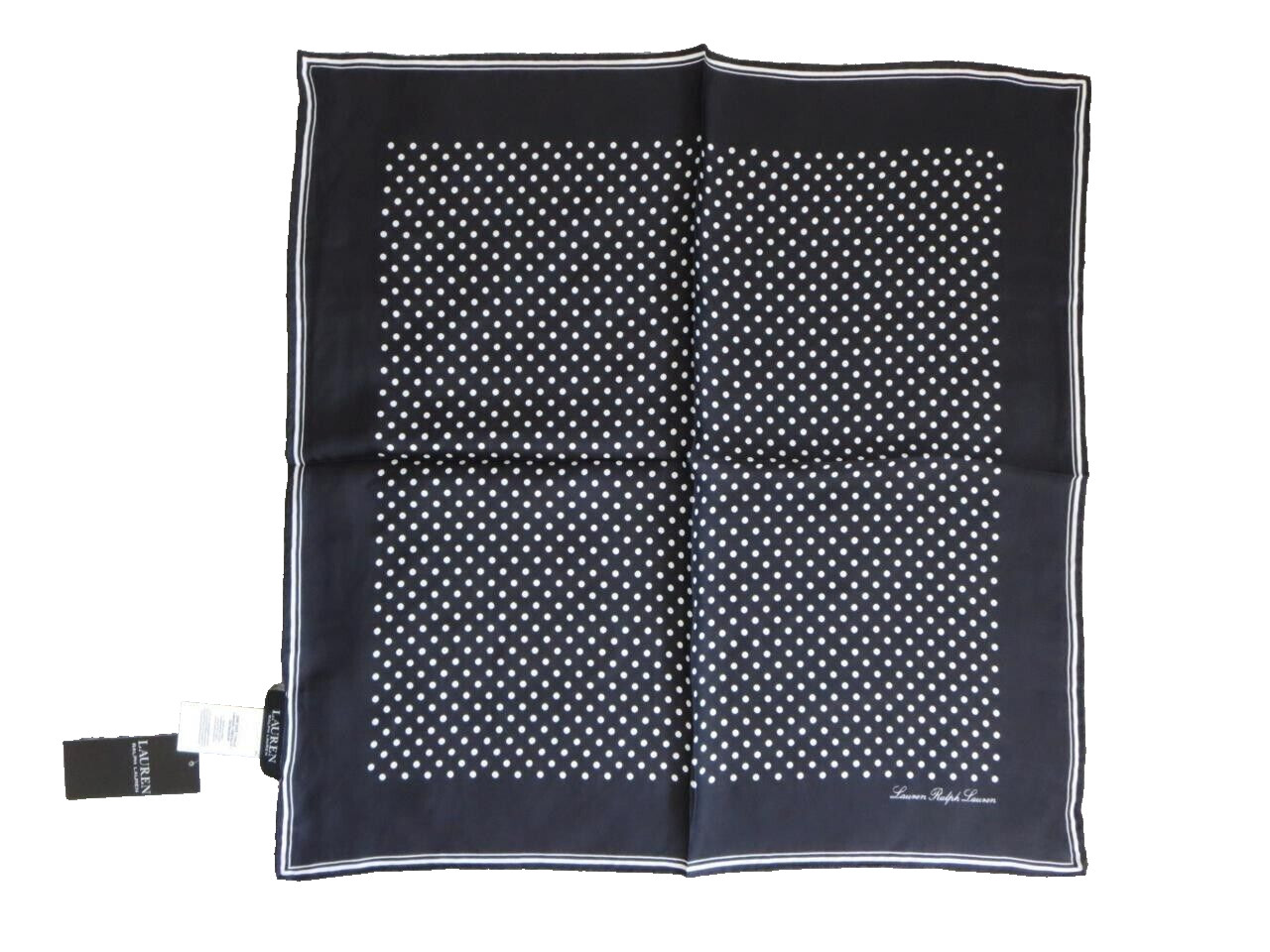 Lauren Ralph Lauren Square Silk Scarf Polka Dot Print 22″ x 22″