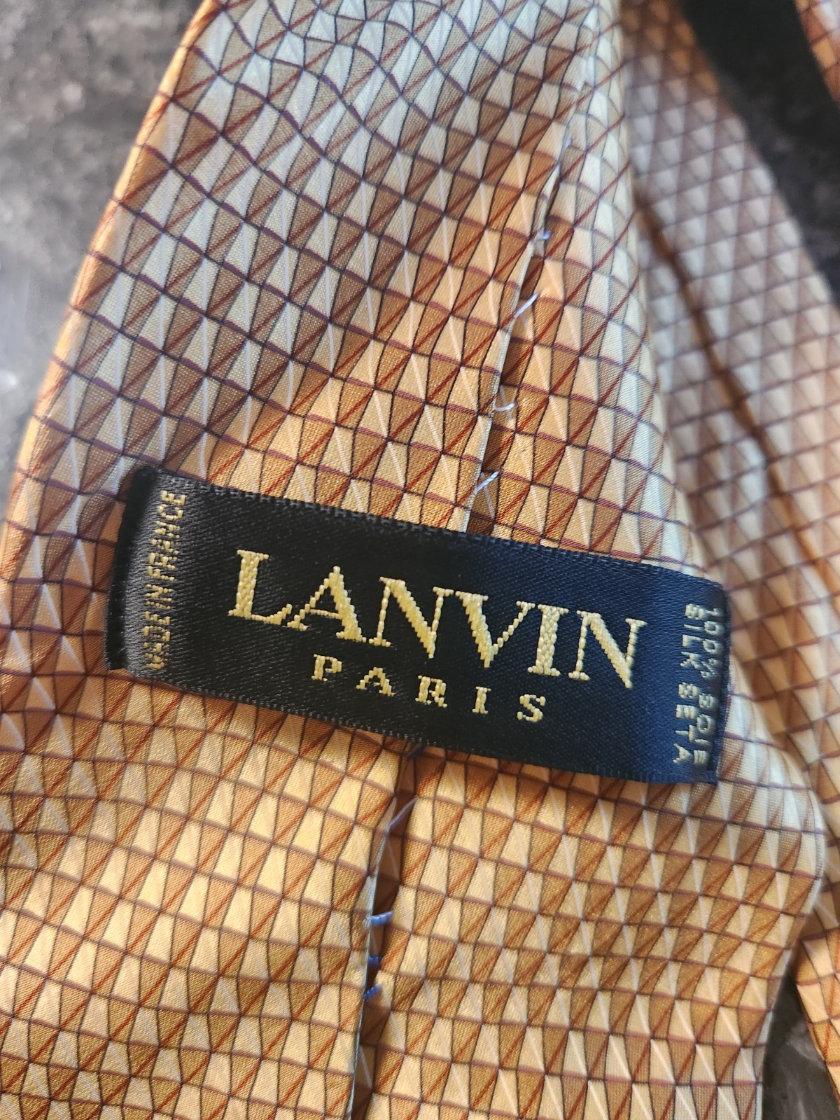 Lanvin Paris Gold Chain Silk Tie Made In France 58″-3.5″ Great Condition