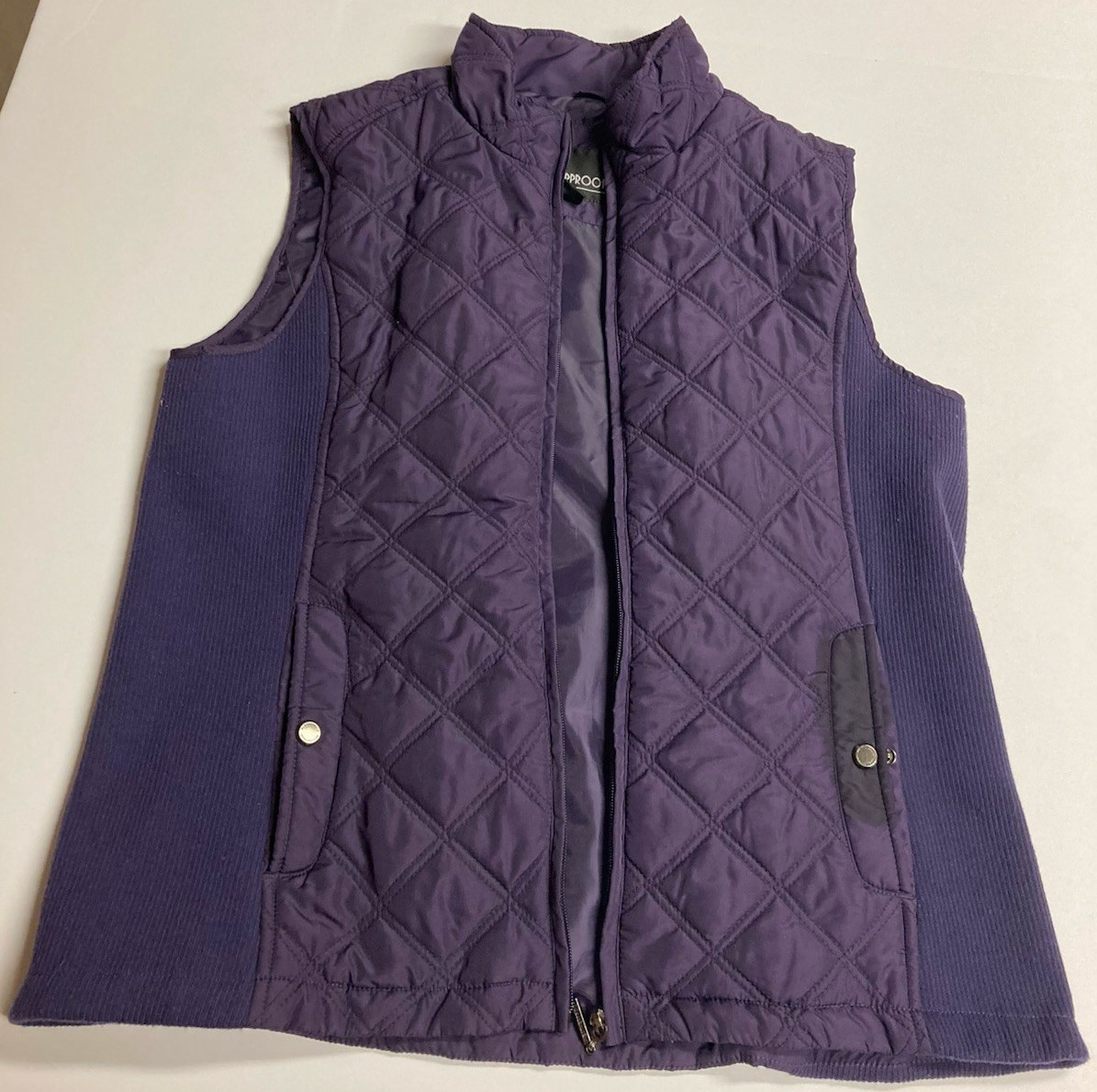Weatherproof Women’s Purple Quilted Zip Front Vest XL/XG Lined Pockets