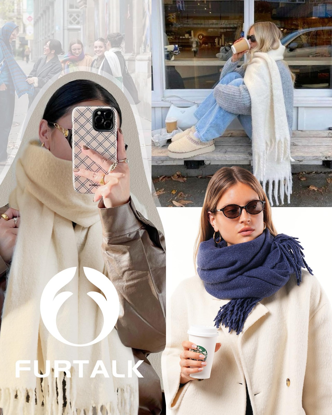 Scarf Women Men Soft Warm Cashmere Feel Blanket Pashmina Shawl Winter Thick