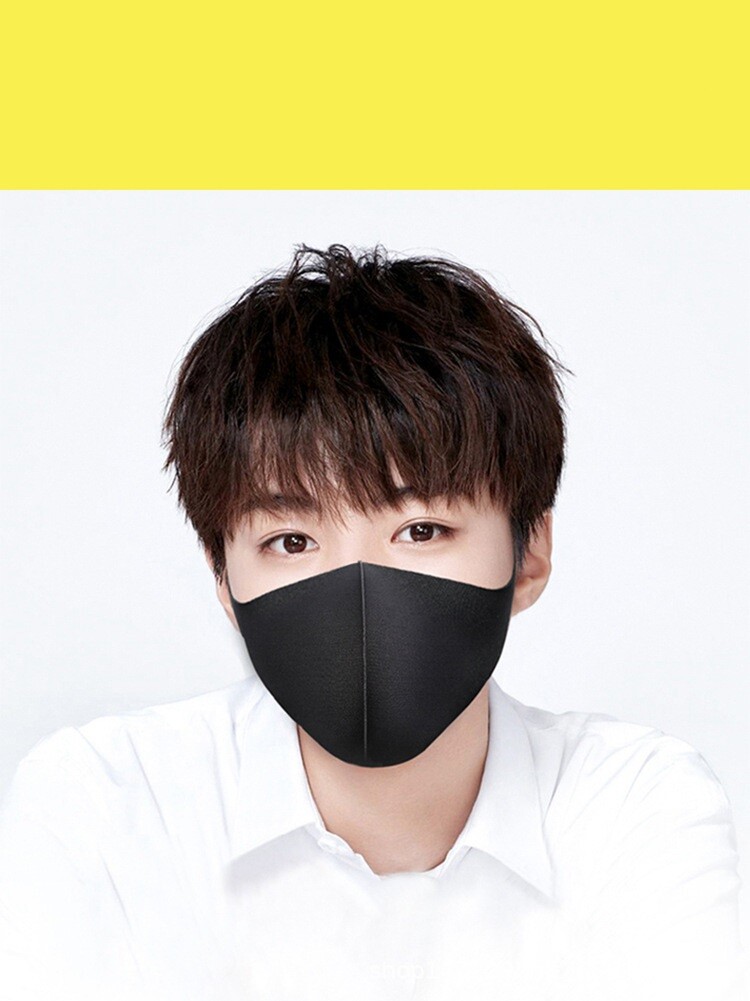 5 pcs Slim Fashion Washable Cotton Cloth Masks Half Face Mouth Cover Adult Black