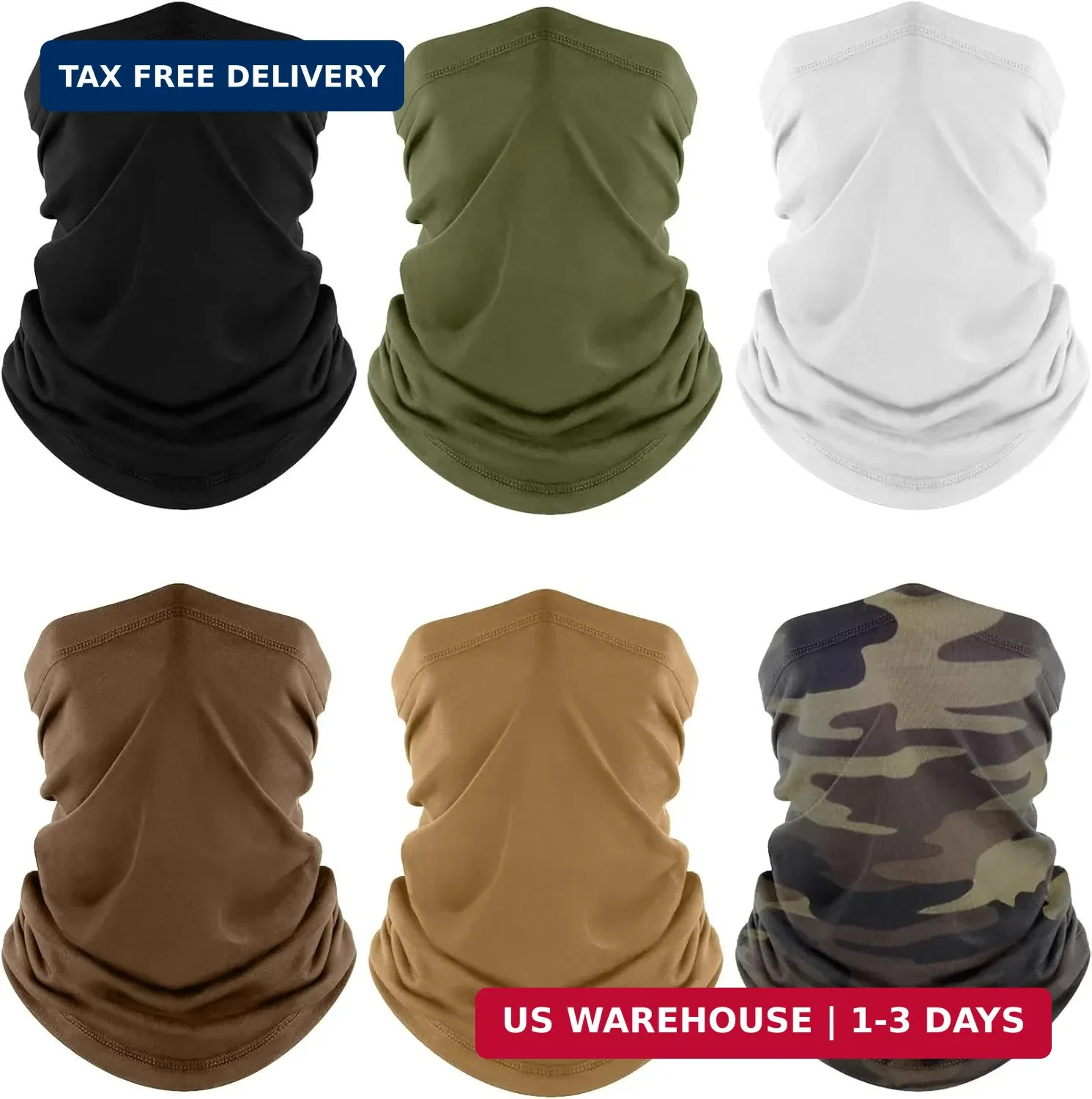 Fuinloth Neck Gaiter, 6 Pack Cooling UV Protection Bandana Face Mask Gator Scarf