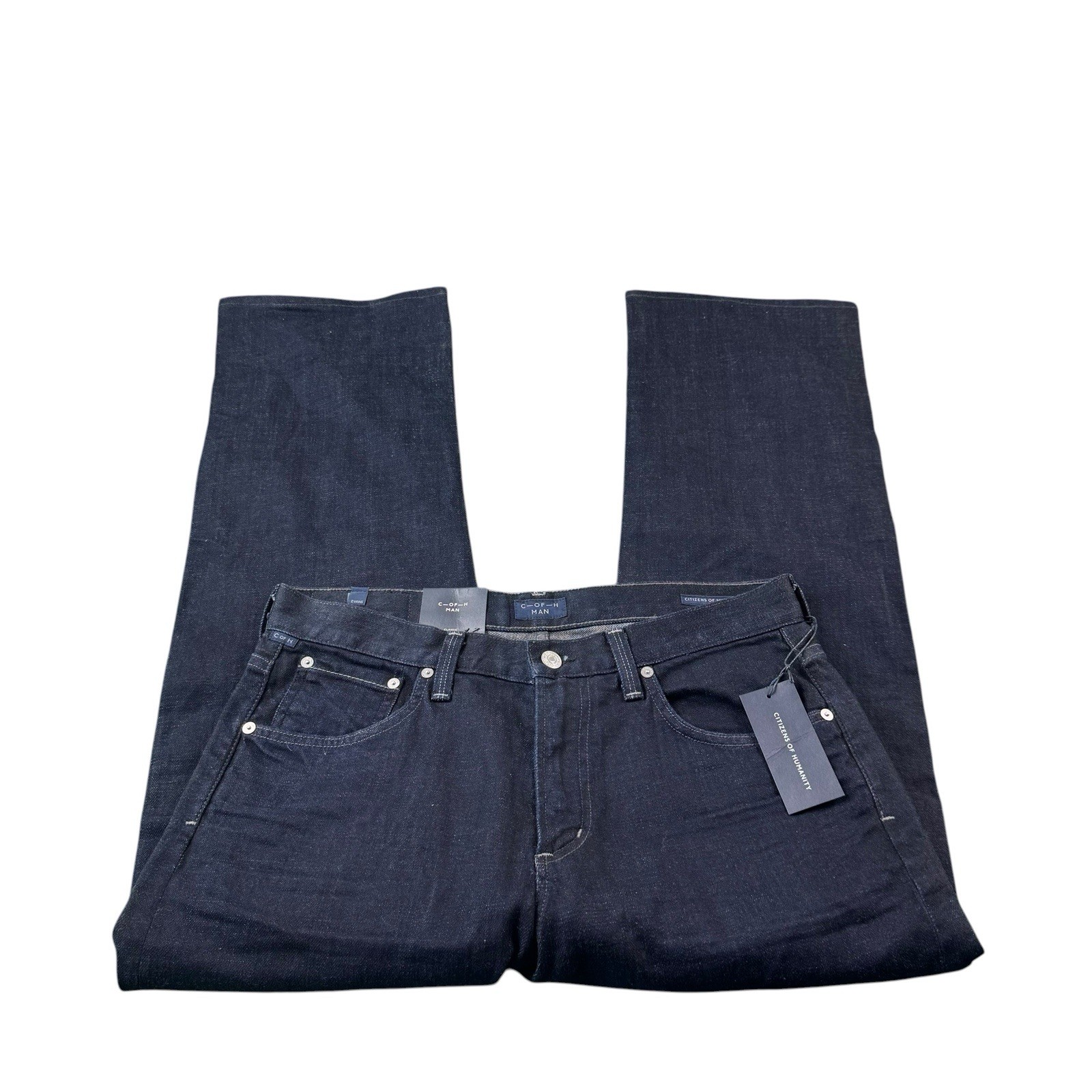 Citizens Of Humanity Evans Relaxed Deep Blue Stretch Denim Men’s Jeans 32 NWT