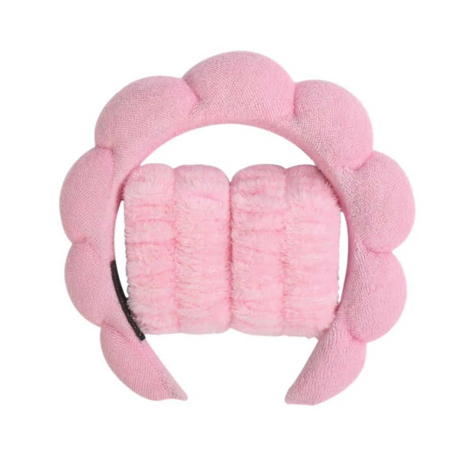 3pcs Microfiber Wristbands & Puffy Spa Headband Set for Face Washing – NEW