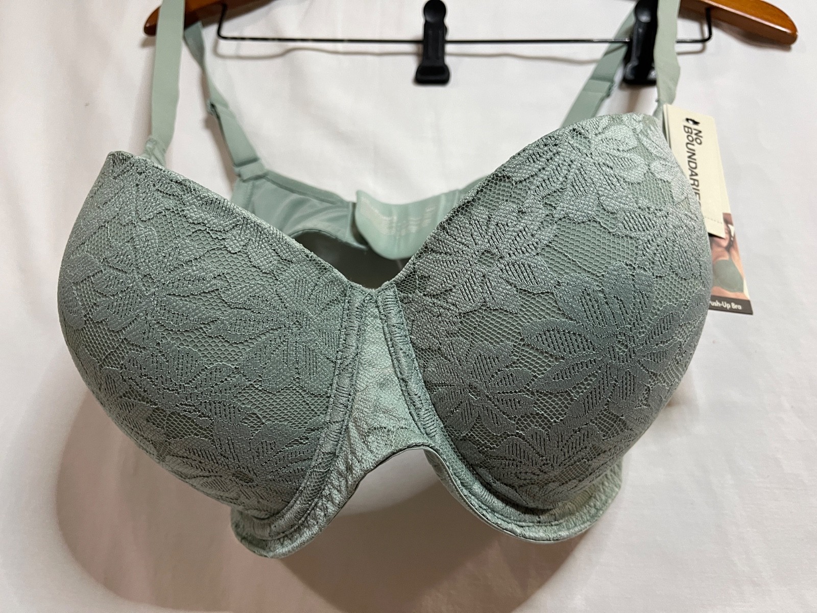 No Boundaries Padded Push Up Underwired Bra Green Adjustable Strap Lace U pick