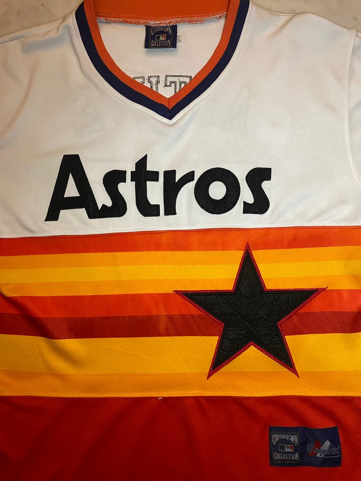 Vintage 90s Houston Astros Majestic Cooperstown Collection Rainbow Jersey L