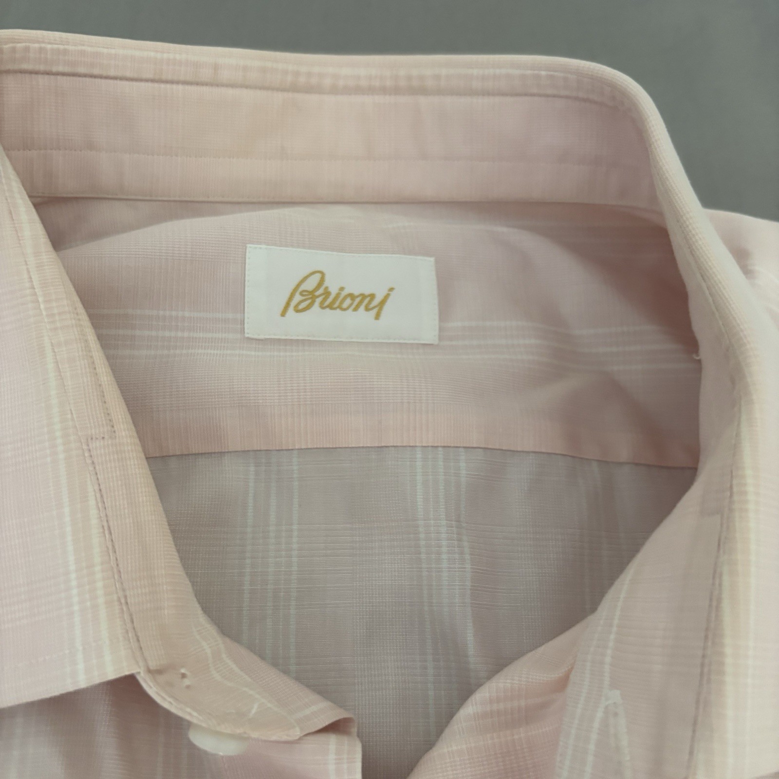 Brioni Pink Dress Shirt Mens L Long Sleeve French Cuff Classic Fit Made in Italy