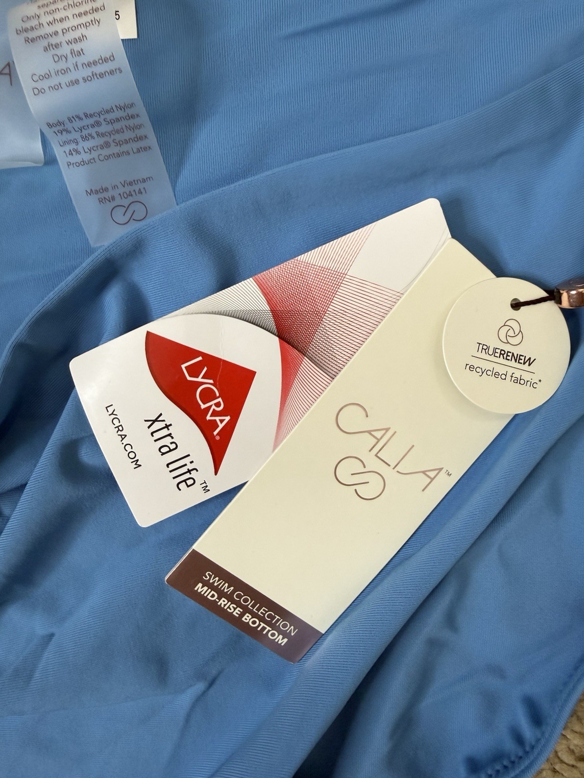 CALIA Core Mid Rise Swim Bottoms Size XL Tranquil Blue Beach Vacation NEW $48