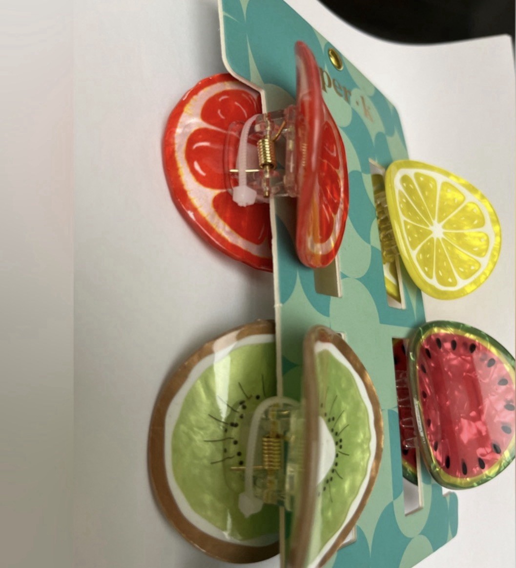 NWT 🍉🍋🥝🍊 Piper K Fruit Themed Hair Claw Clips Set of 4