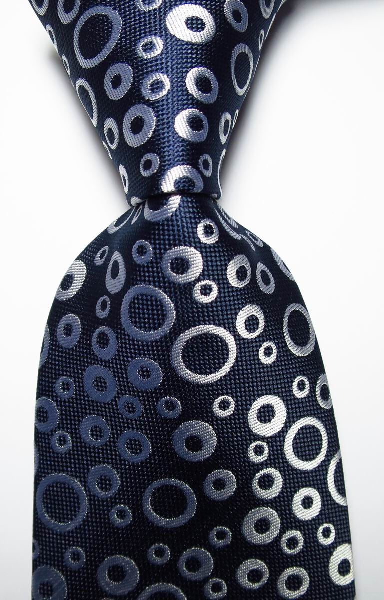 New Classic Dot Navy White JACQUARD WOVEN 100% Silk Men’s Tie Necktie