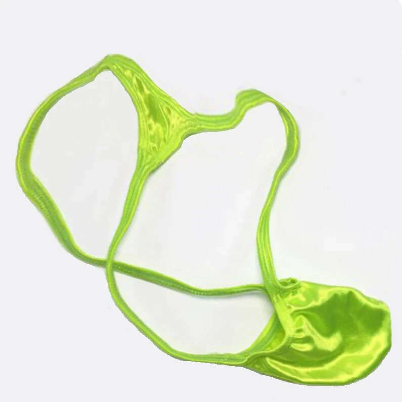 MENS BEACH BULGE SHINY GRAPE SMUGGLERS THONG-YELLOW-S/M 28-34