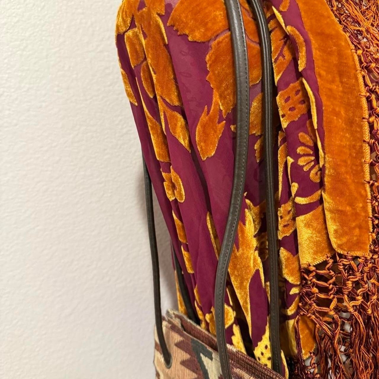 Vintage 2000s boho Nine West woven tote bag geometric tribal pattern