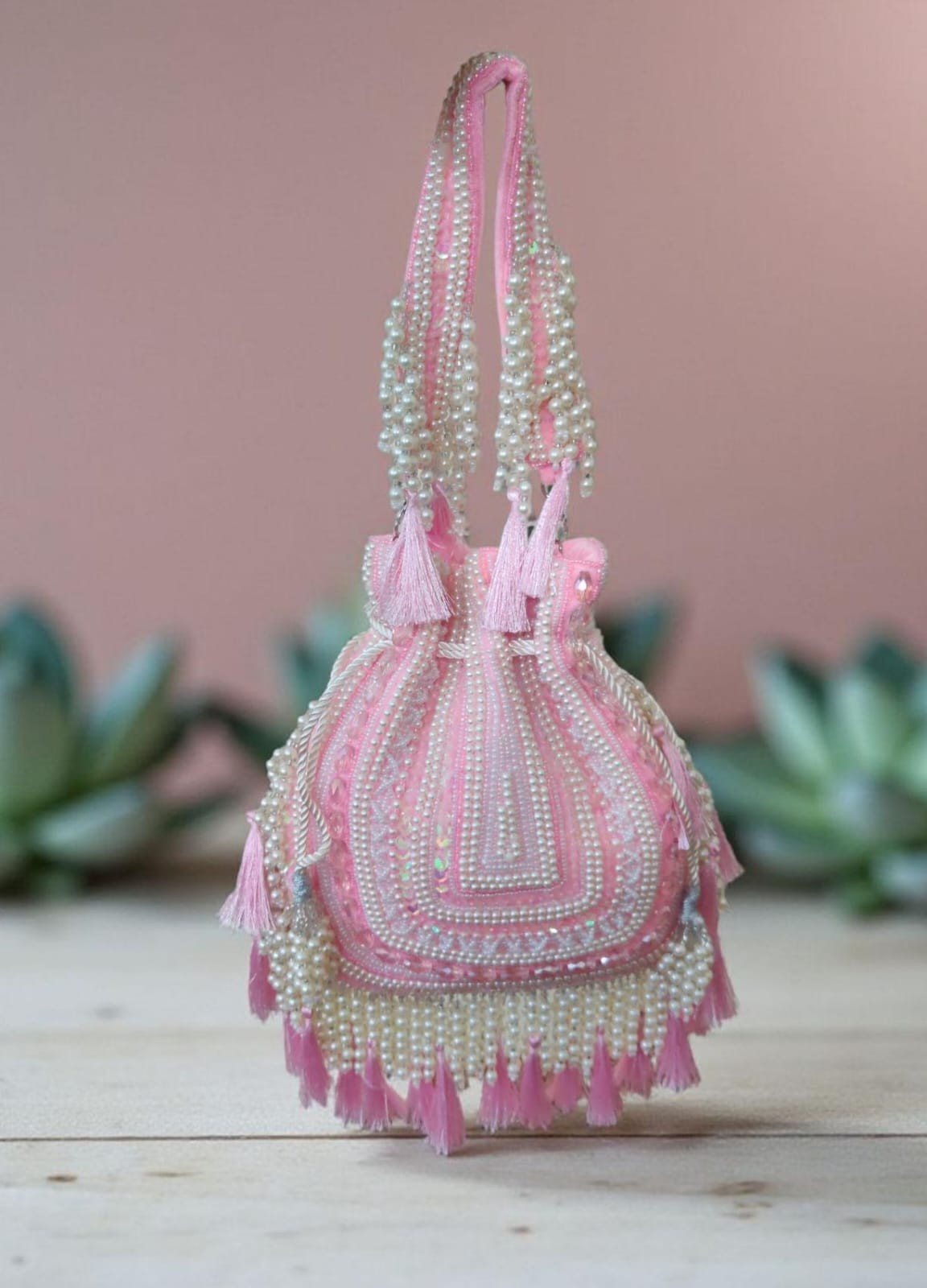 Evening Bag Royal Pearl Tassel Designer Potli Handcrafted Bridal Wedding Handbag