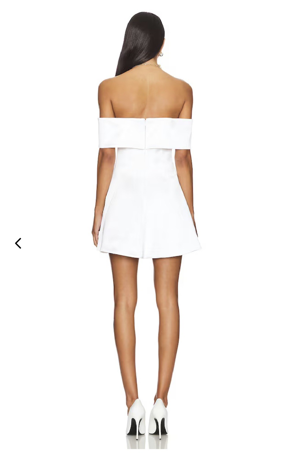 Lovers and Friends | Elise Mini Dress in White Satin Off Shoulder XS