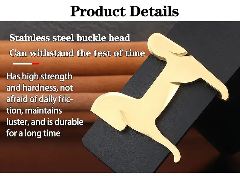 Grade Stainless steel horse 3.8cm wide slide buckle men belts High genuine.
