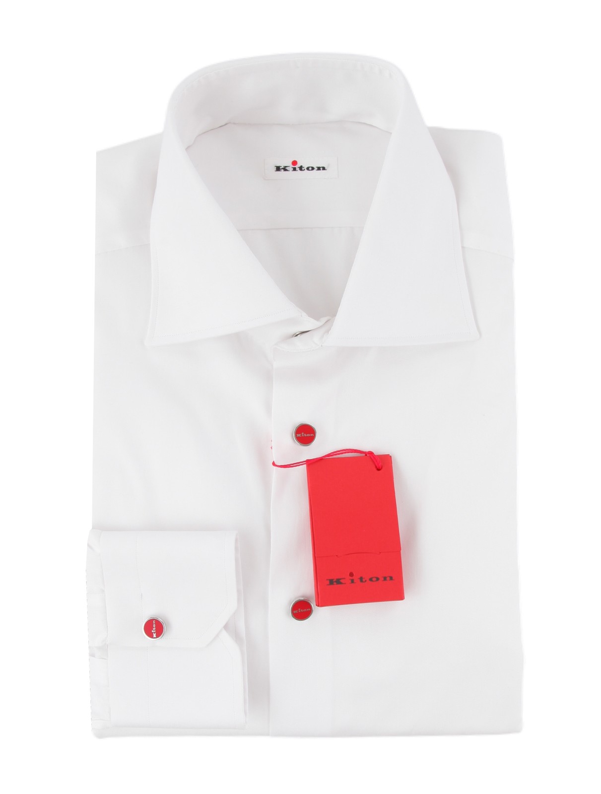 $800 Kiton White Solid Cotton Shirt – Slim – (KT821252)