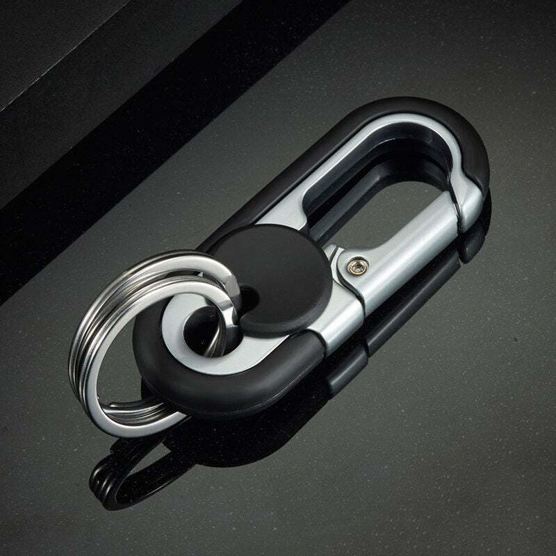 Carabiner Heavy Duty Double Ring KeyChain – locking key ring, key fob holder