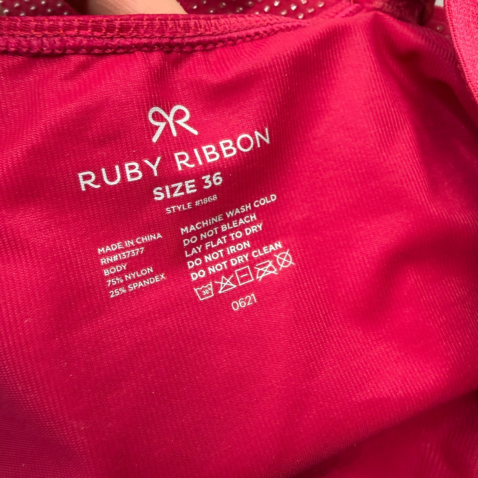 Ruby Ribbon Demiette Bra 36 Heritage 1868 Wireless Convertible Strap Pink/Red