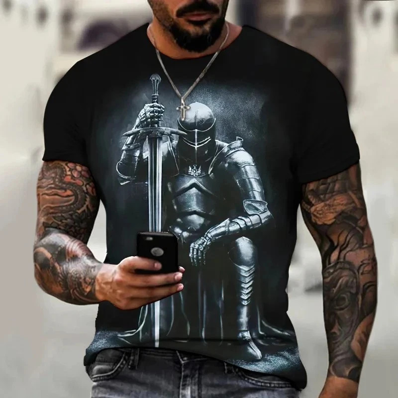 Knights Templar T-Shirt Men’s Christian Warrior Crusader Cross 3D Printed