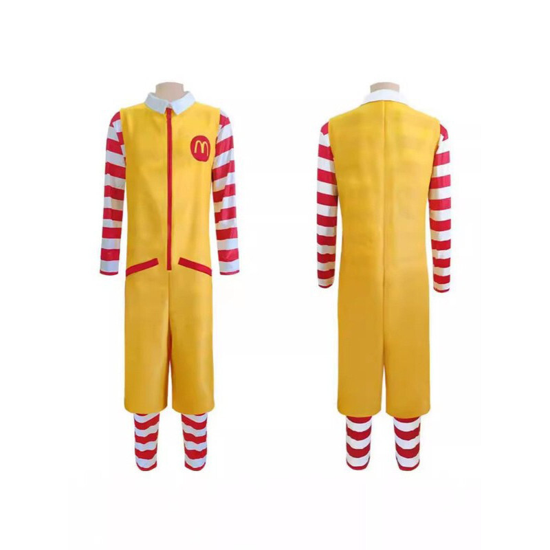 Uncle Clown McDonald Jumpsuit Fun Costume Dress Up Uniform Cosplay Set Party