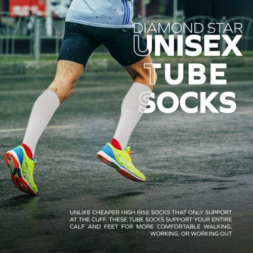 6-12-18 Pairs Men’s White Tube Socks Over The Calf Sport Cotton Socks Big &Tall