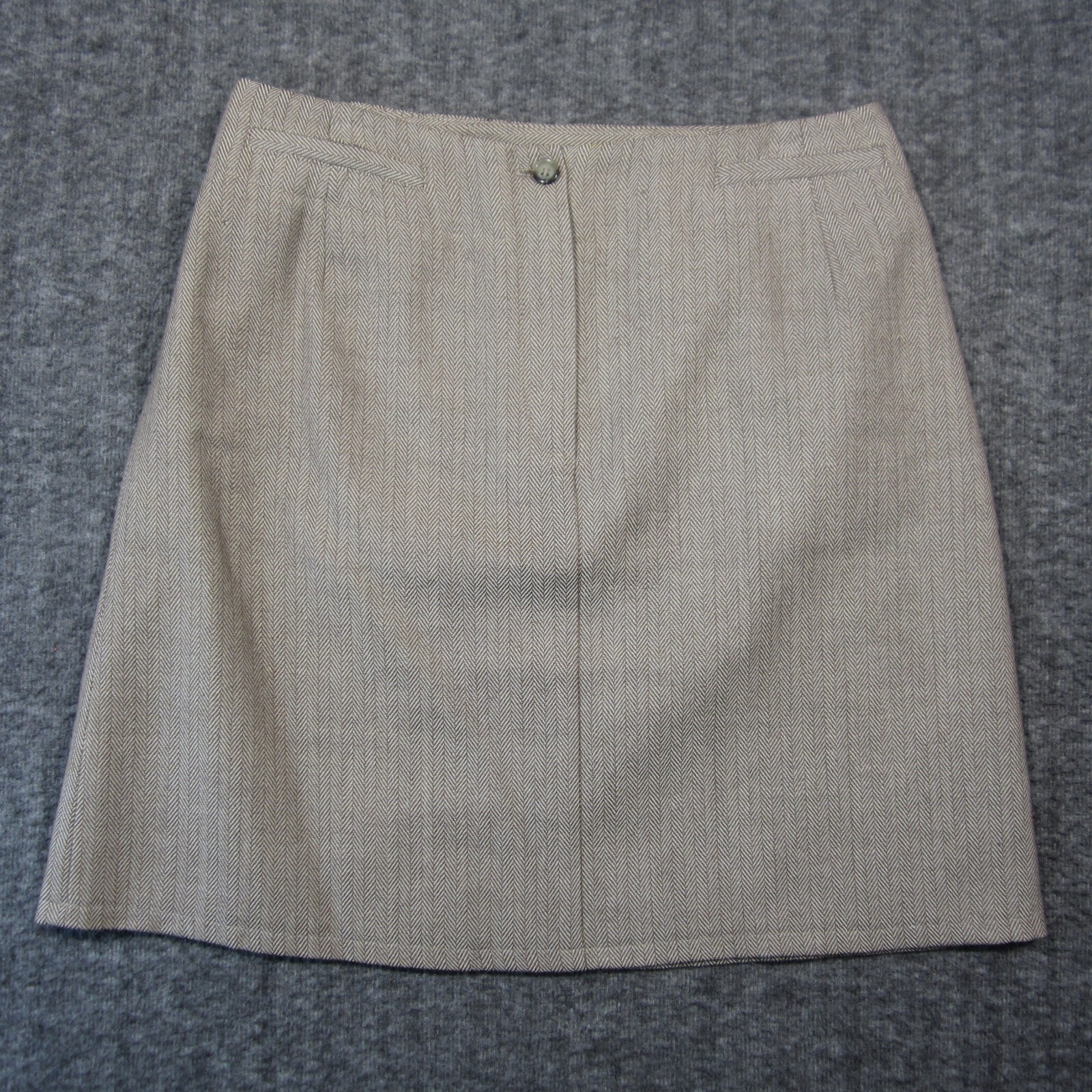 Harve Benard Wool Herringbone Skirt 10P Tan Back Vent Lined Old Money Academia