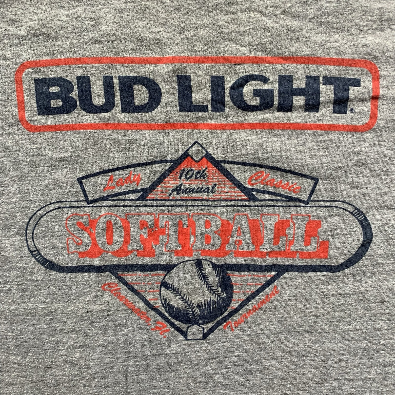 Vintage 80s 90s JERZEES Bud Light Softball Sports T-Shirt XL Single Stitch USA