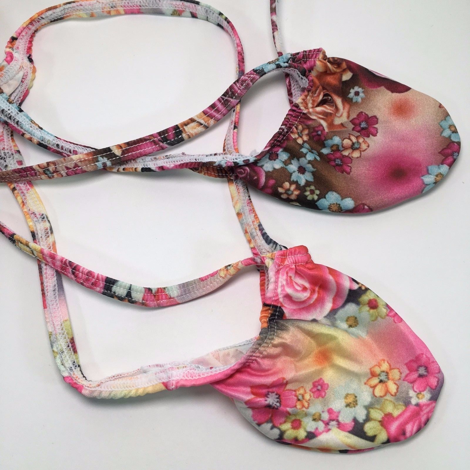 K403 P Sexy Mens String Thong Grape Smugglers Contoured Pouch Pink Floral Print