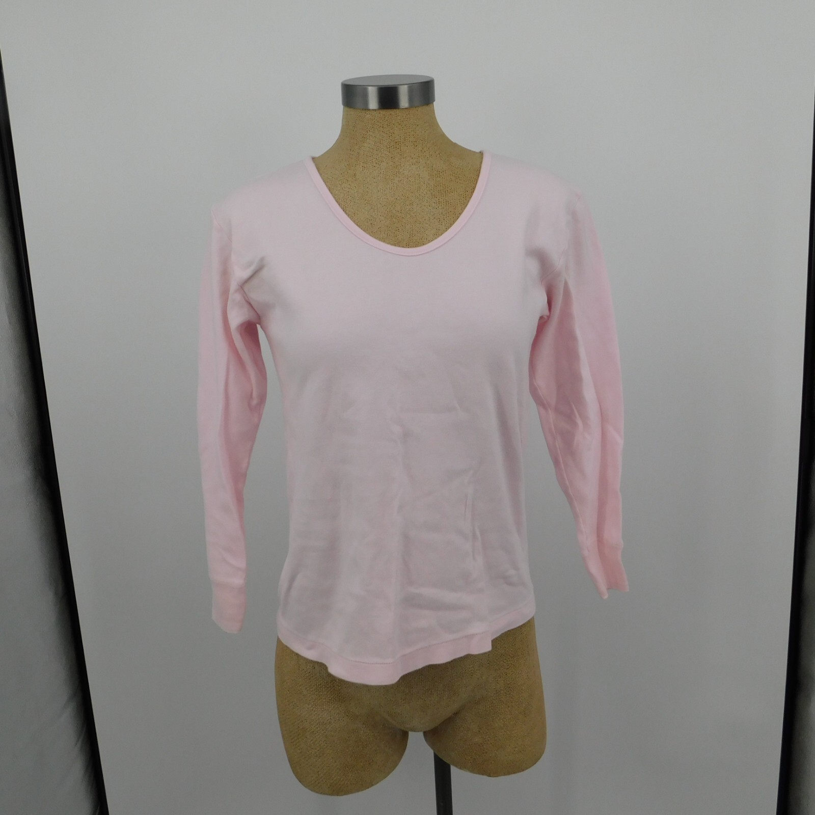 2 BYC Women Solid Pink Scoop Neck Pullover Long Sleeve Shirt Size XL Made Korea