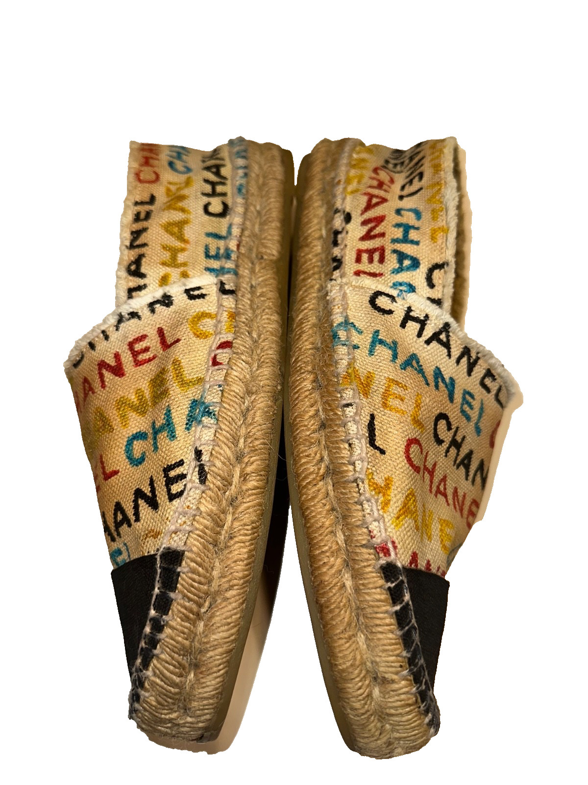 Chanel Espadrilles Logo Graffiti Multicolored Flats Size 42