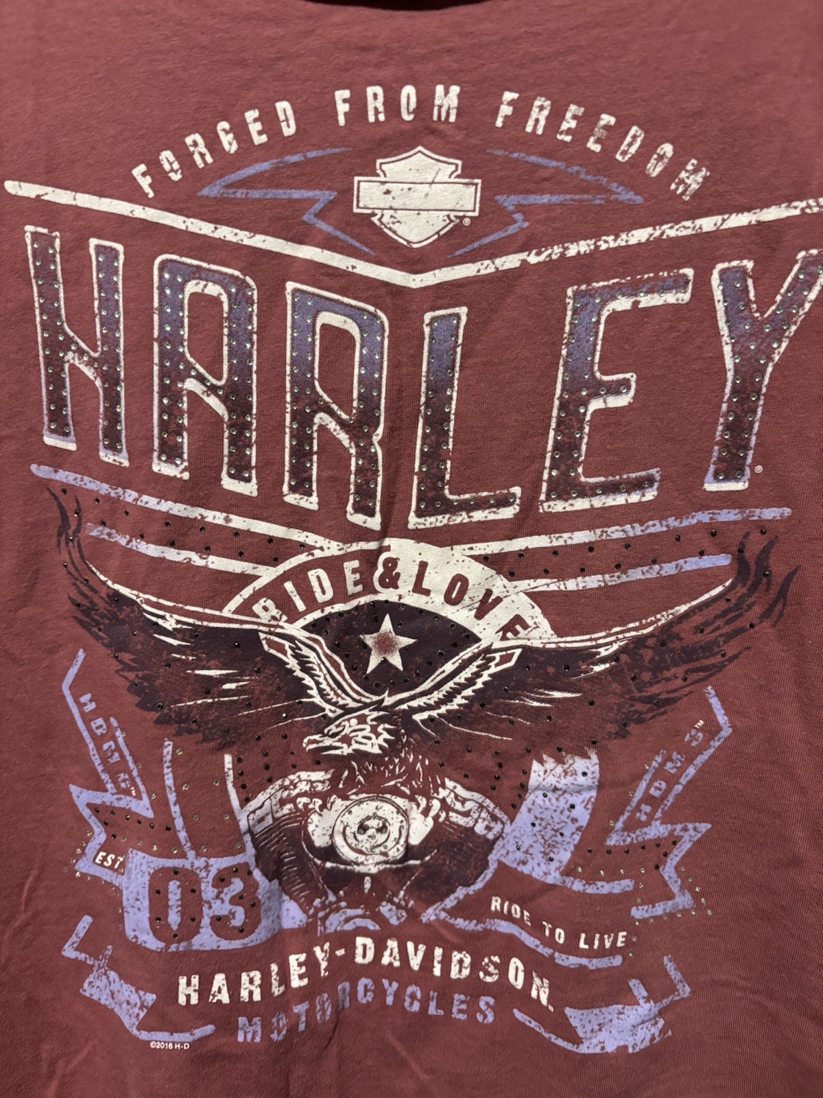 Harley Davidson Ladies T Shirt Cut Neckline. Fits Like A Medium Panama City