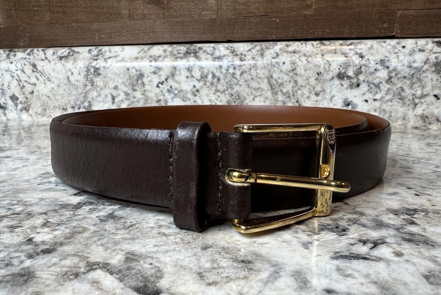Vtg CHRISTIAN DIOR Brown Leather Belt Brass Logo Made In Spain Men’s Sz 36 *read