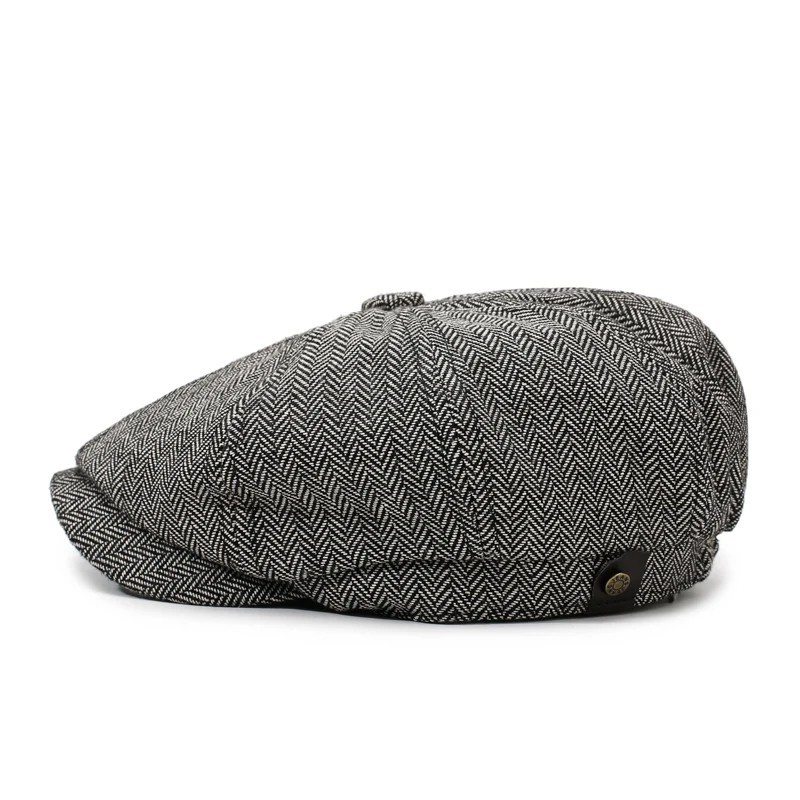 Newsboy Hat Flat Cap Driver Herringbone Tweed Plain Wool Baker Boy Classic Golf