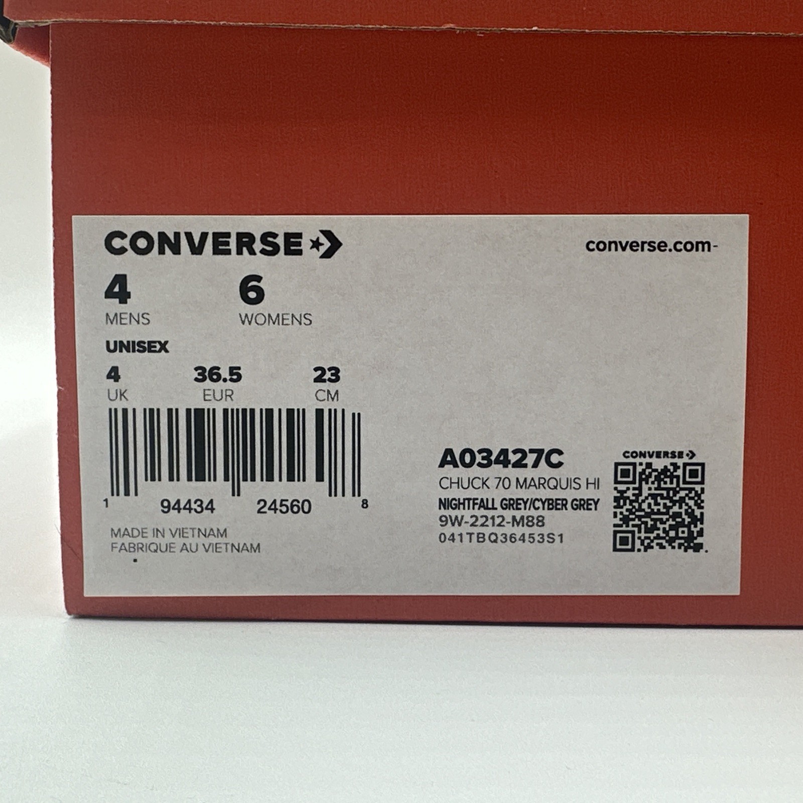 Converse Chuck 70 Marquis Hi Nightfall Grey Cyber Grey Men 4 Women 6