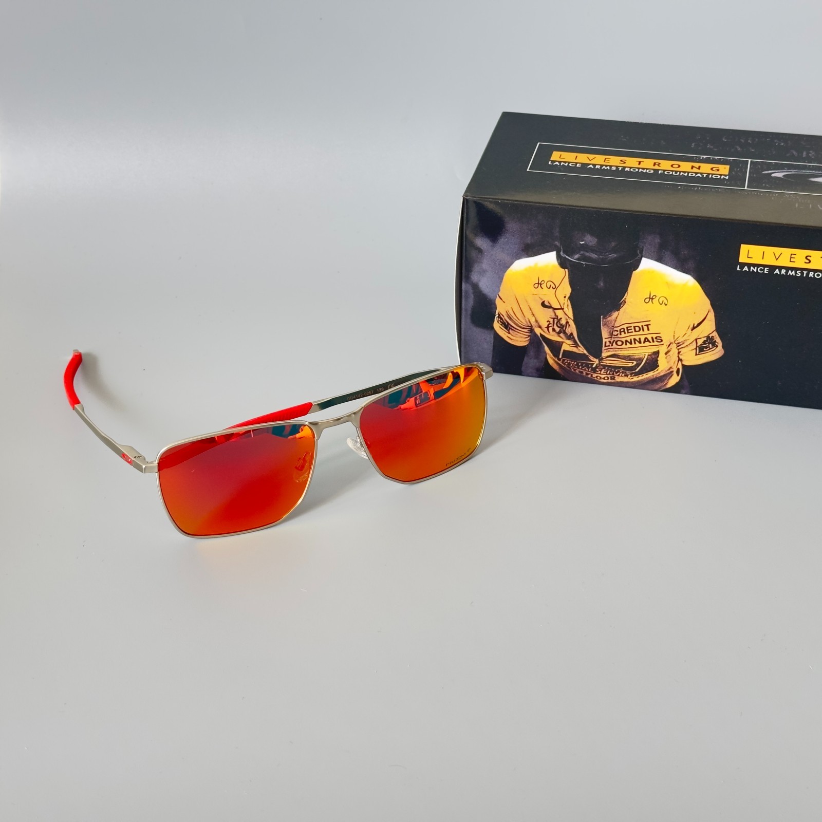 Oakley Ejector OO4142 Polarized Sunglasses Silver Frame Ruby Polarized lenses