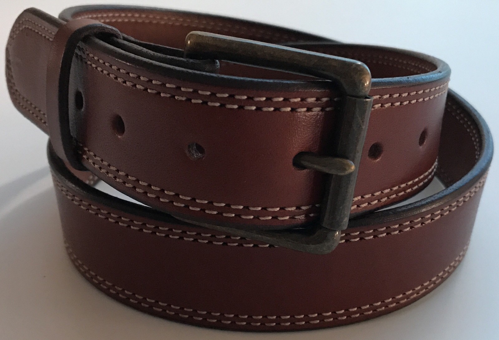 AMISH MADE WICKETT & CRAIG 1.5″ STITCHED REAL LEATHER WORK GUN HOLSTER BELT USA