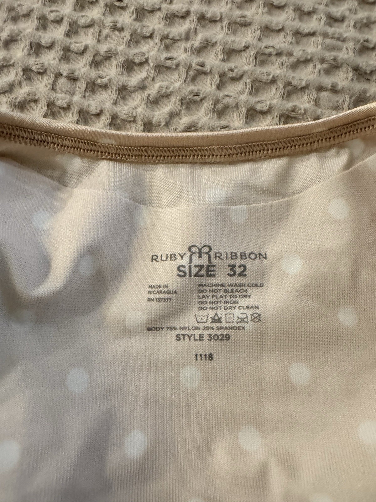 Ruby Ribbon Original Demiette Bralette Adjustable Pink Polka Dot Sz 32 EUC