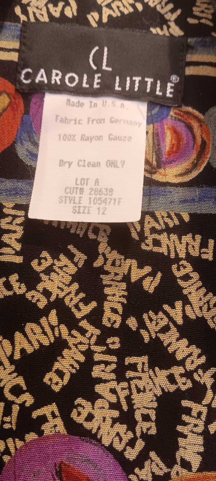 Vtg Carole Little Paris France Art Blazer Jacket Size 12