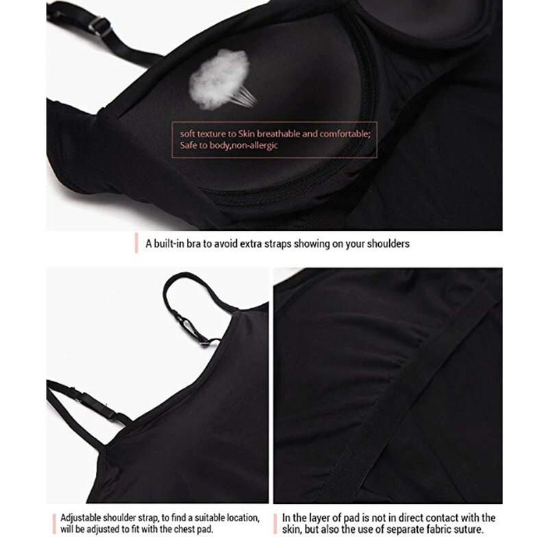 Women Camisole with Built in Shelf & Padded Bra Adjustable Strap Basic Tank Tops