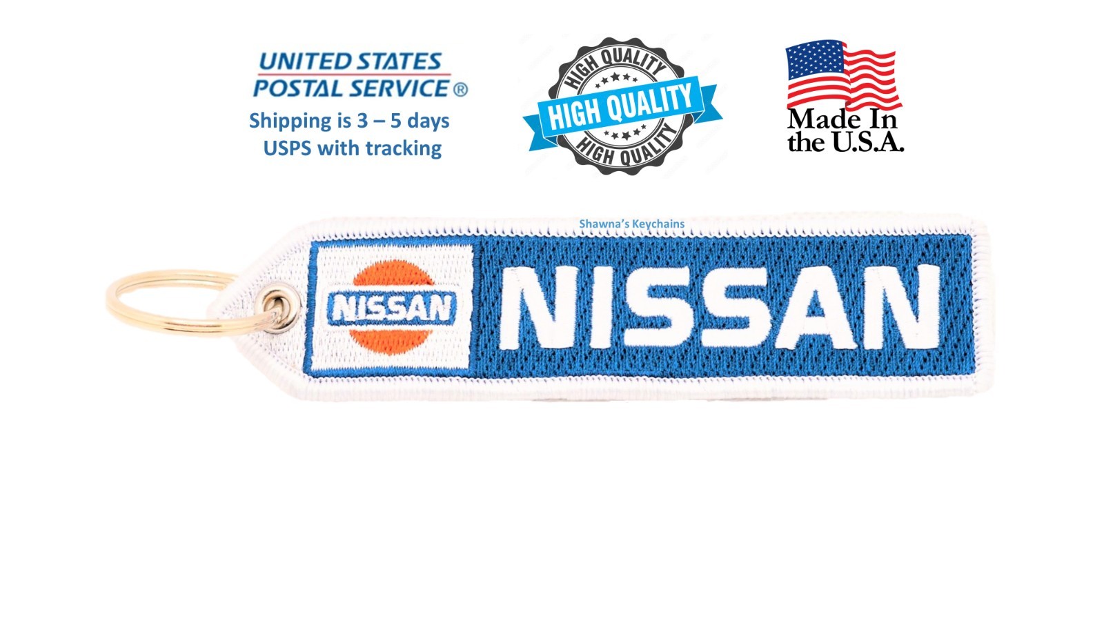 Nissan Double Sided Keyring Embroidered Keychain Durable Key Fob DATSUN