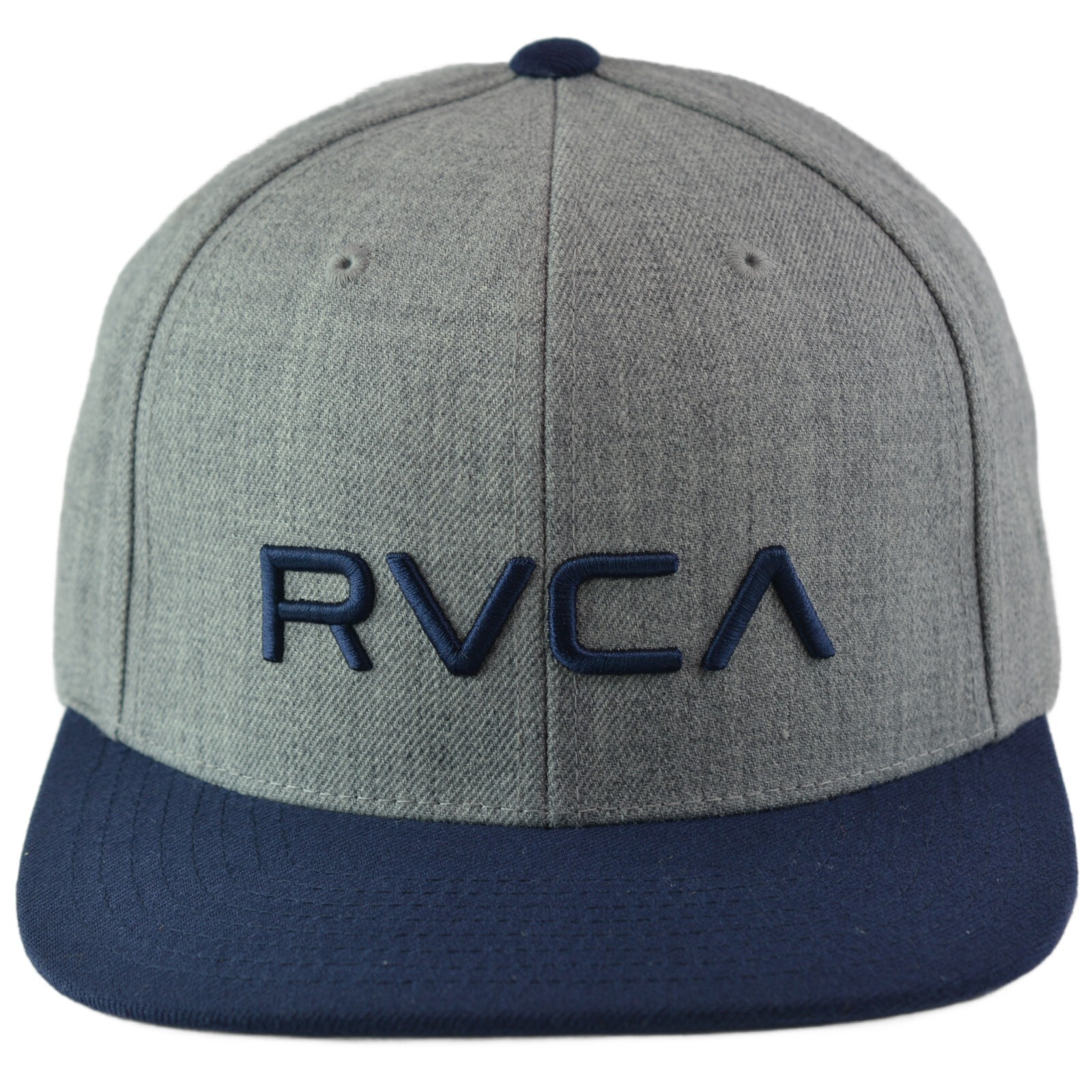 RVCA Twill Heather Gray & Navy Blue Logo 2 Tone Adjustable Hat Mens Snapback Cap
