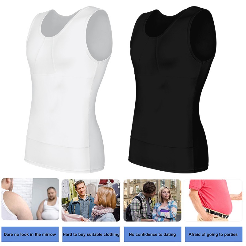 Mens Body Shaper Gynecomastia Compression T-Shirt Slimming Belly Chest Tank Top