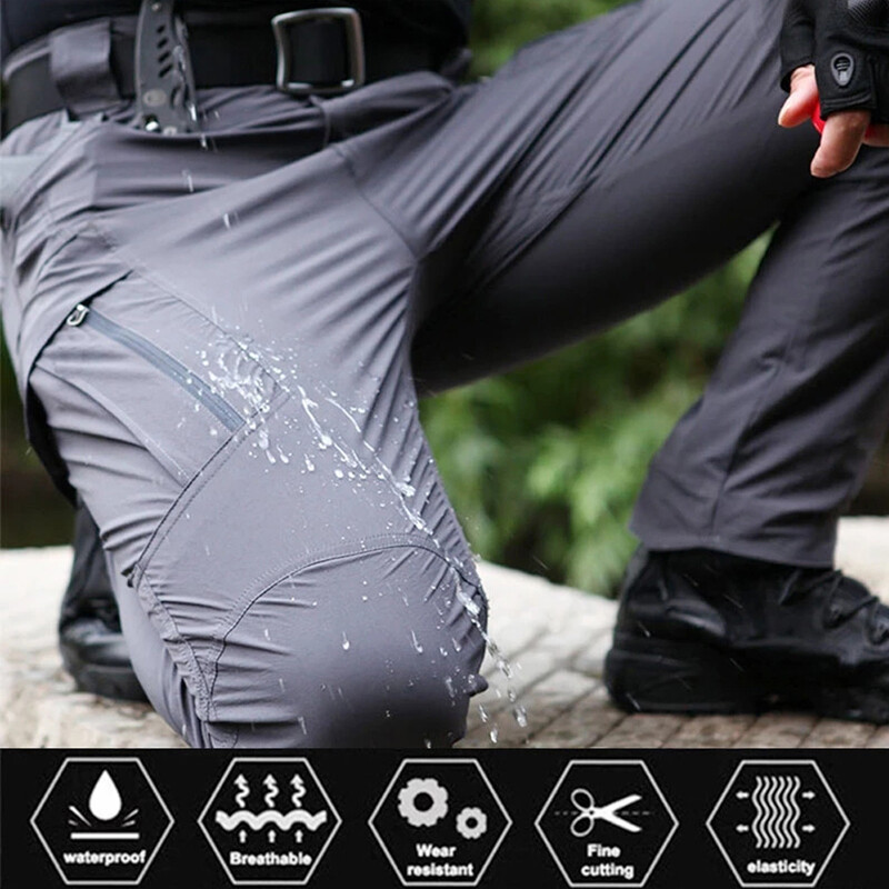 Men Tactical Cargo Pants Soldier Straight-fit Work Combat Trousers Outdoor AA
